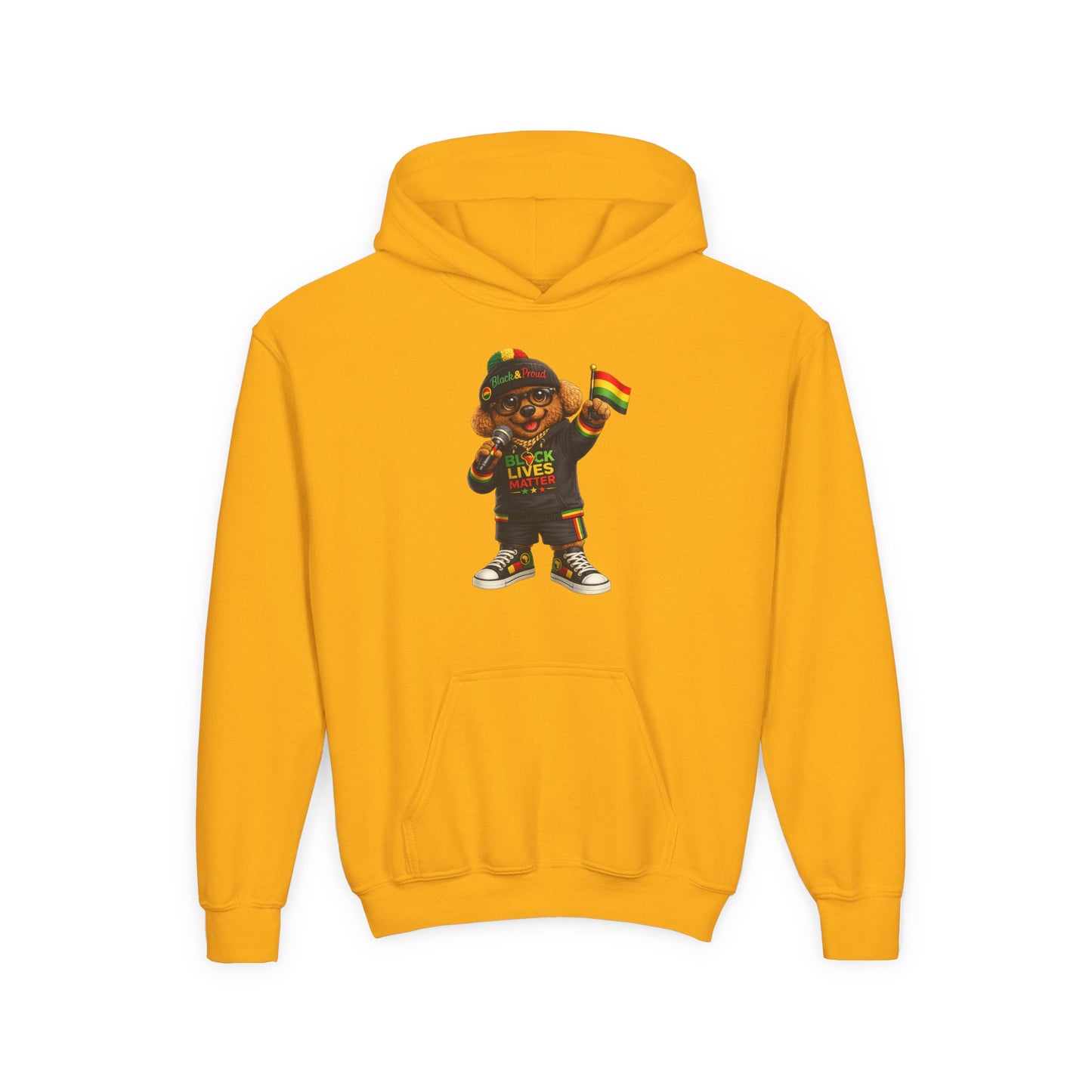 Youth Hoodie — Black Lives Matter Rasta Bear Kids Pullover