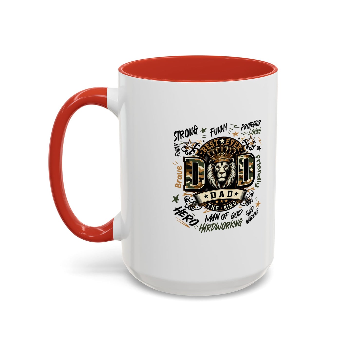 Dad King Lion Coffee Mug — 'Dad: The King' Accent 11/15oz Gift