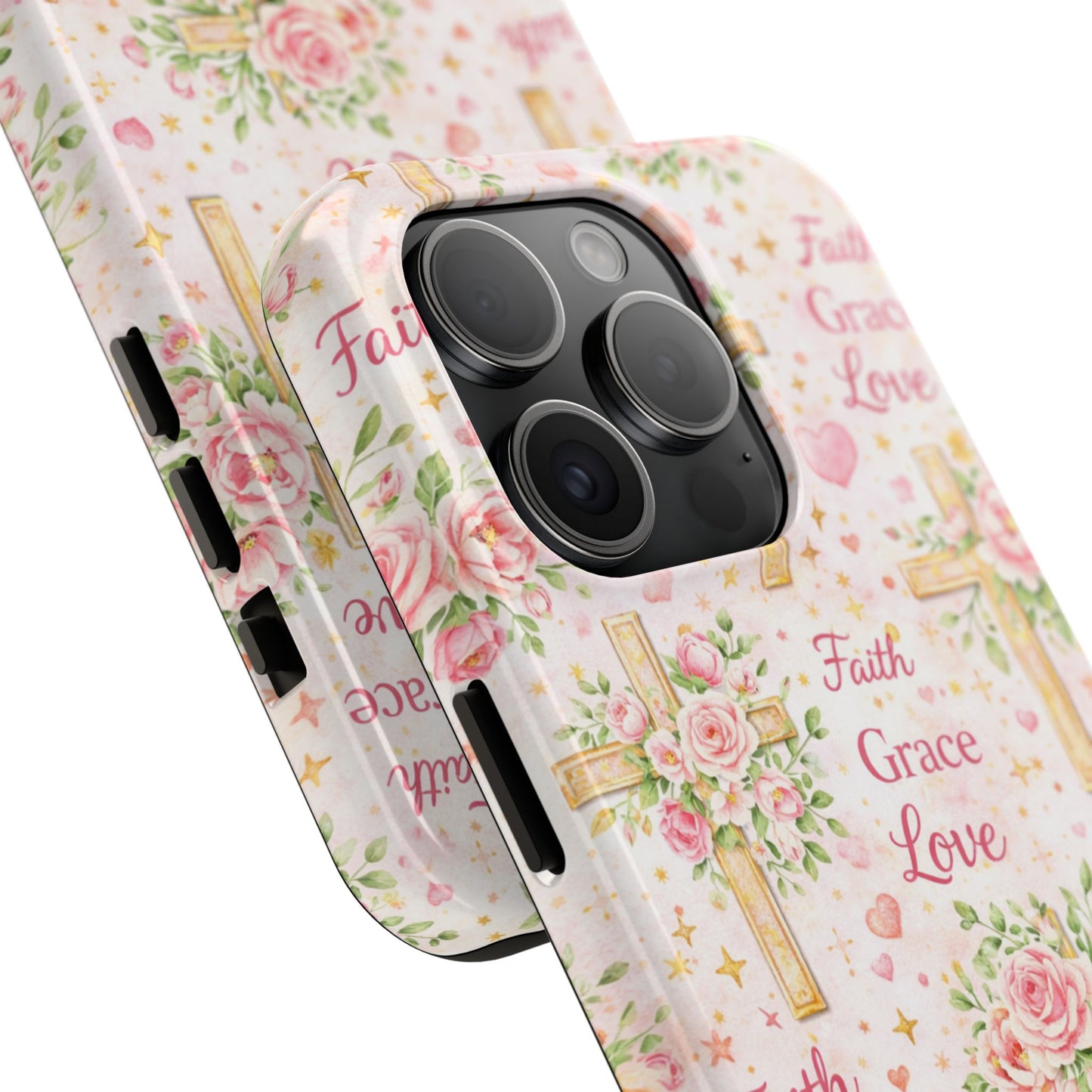 Faith Grace Love Cross Phone Case | Christian Floral iPhone Case