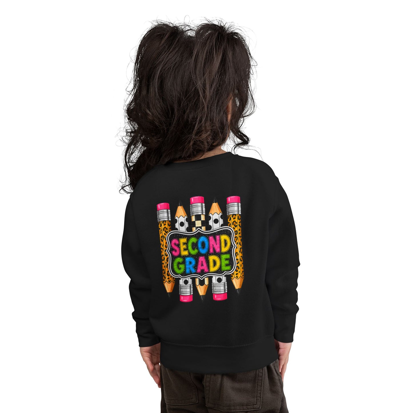 Second Grade Toddler Sweatshirt — Colorful Pencils Back-to-School Crewneck