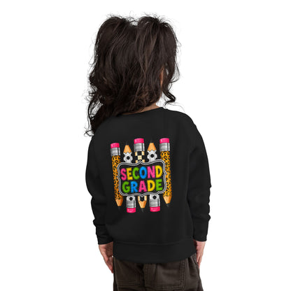 Second Grade Toddler Sweatshirt — Colorful Pencils Back-to-School Crewneck