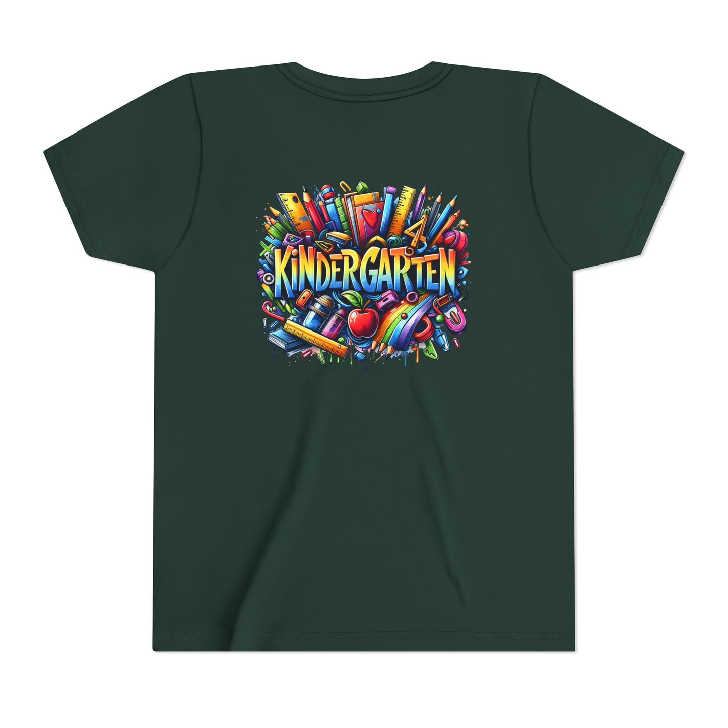 Kindergarten Colorful School Supplies Youth Tee — Back-to-School Kids T-Shirt