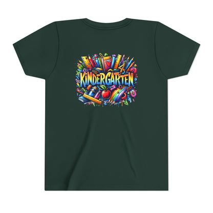 Kindergarten Colorful School Supplies Youth Tee — Back-to-School Kids T-Shirt