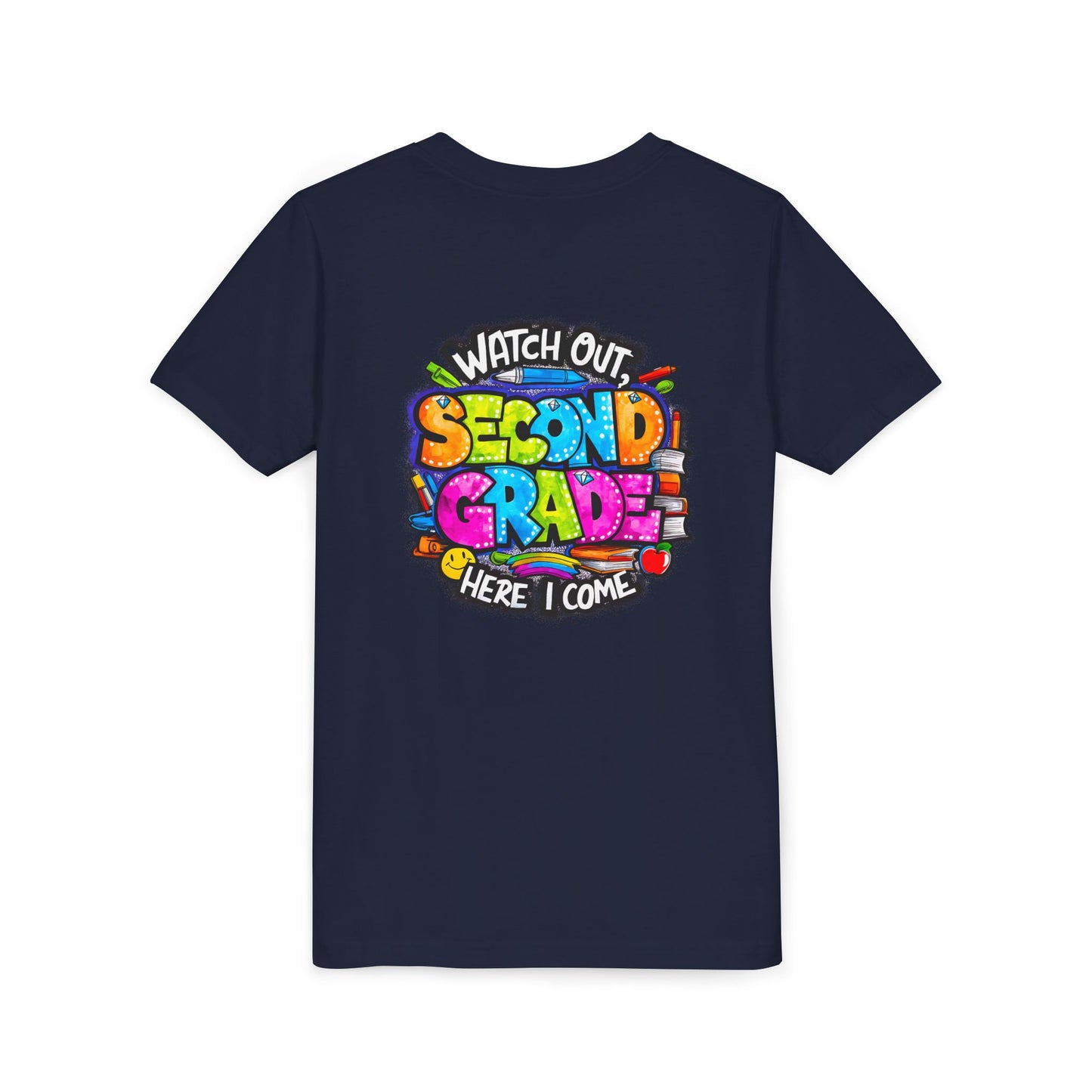 Second Grade Kids Tee - "Watch Out Second Grade Here I Come" Colorful Back-to-School Shirt