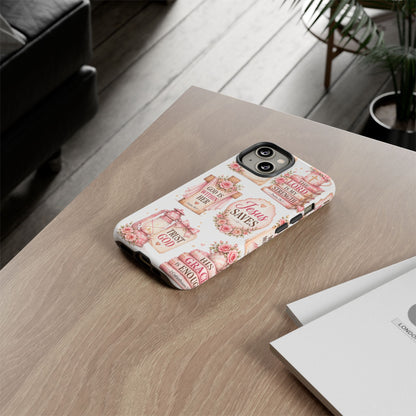 Christian Phone Case — Jesus Saves Floral Tough Case with 'God Is Within Her' & 'Trust God' Design