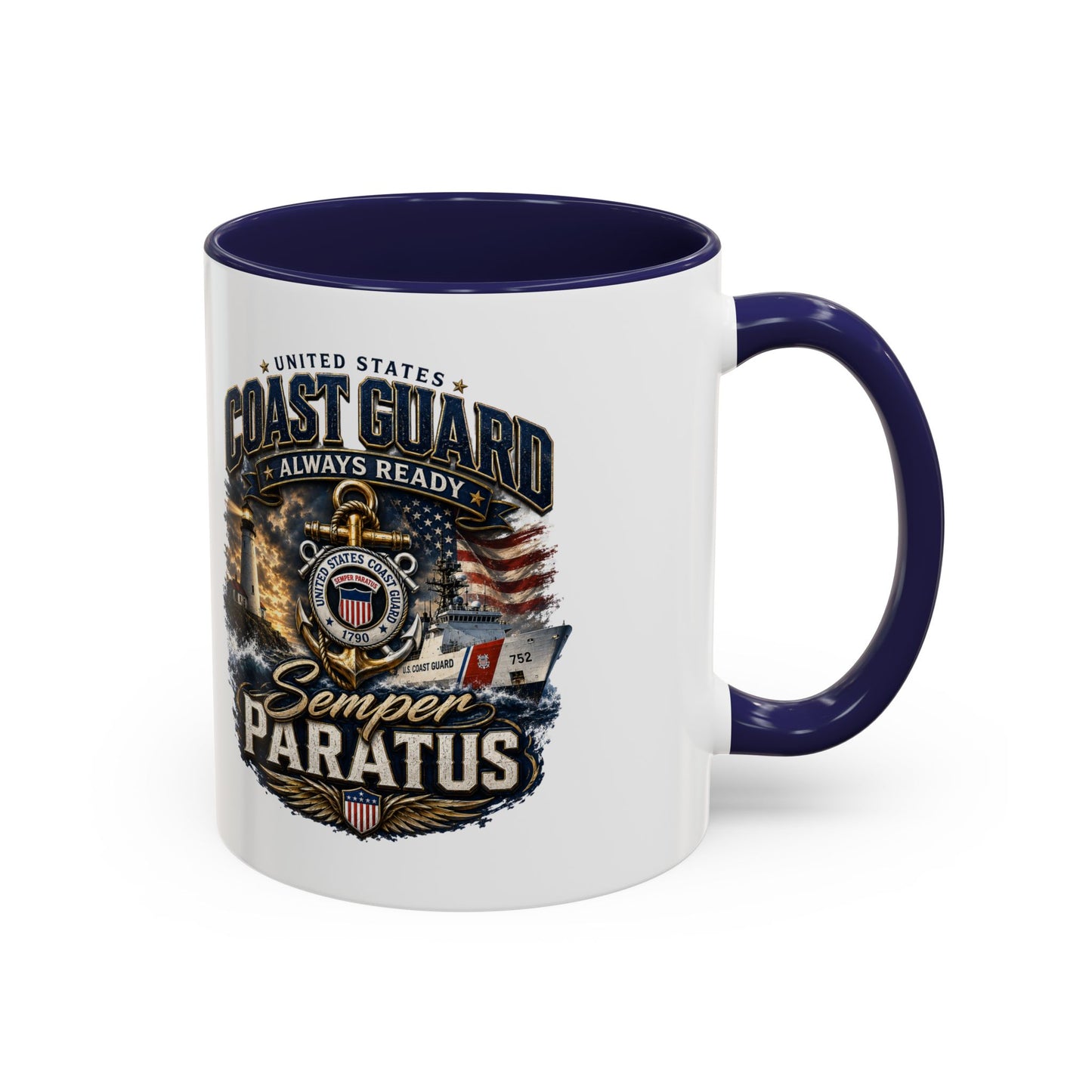 Coast Guard Semper Paratus Accent Coffee Mug – Patriotic Military Gift (11/15oz)