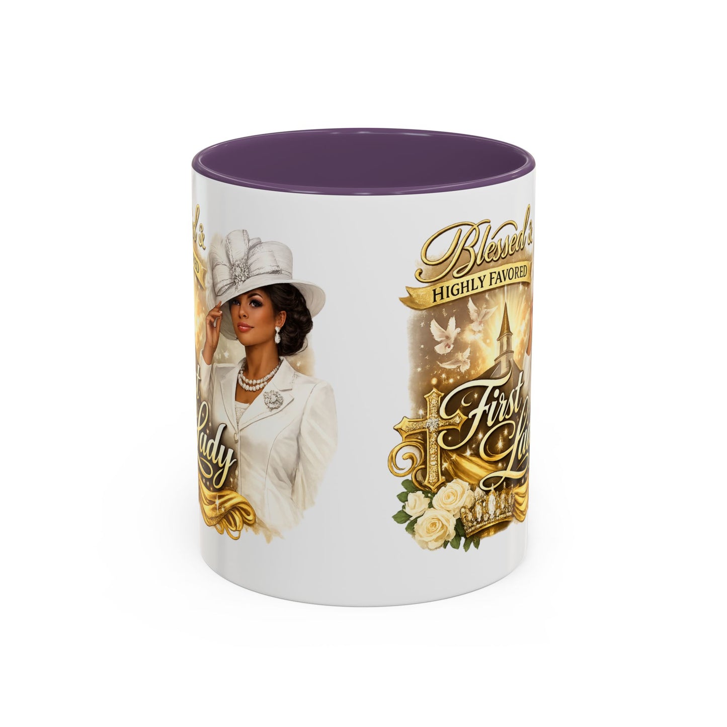First Lady Inspirational Coffee Mug — "Blessed & Highly Favored" Accent Ceramic Mug
