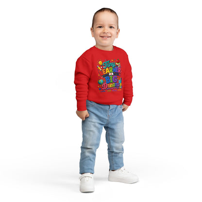 Toddler Sweatshirt — "Tiny Learner Big Dreams" Cute Back-to-School Kids Pullover