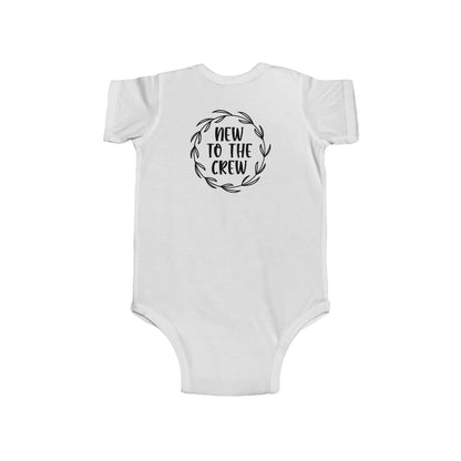 New to the Crew Infant Bodysuit – Baby Announcement Onesie with Wreath Design