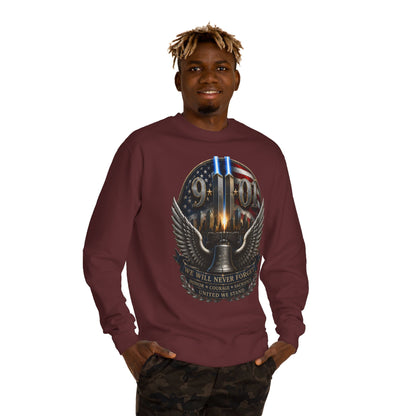 9/11 Memorial Sweatshirt — We Will Never Forget Tribute Crewneck