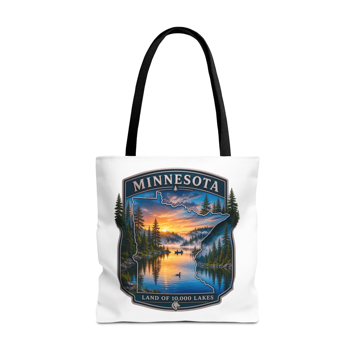 Minnesota Scenic Tote Bag — 'Land of 10,000 Lakes' Sunset Lake Design