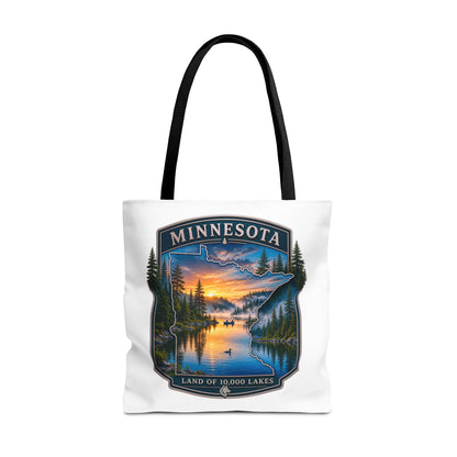 Minnesota Scenic Tote Bag — 'Land of 10,000 Lakes' Sunset Lake Design