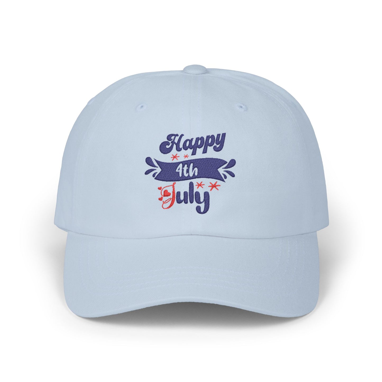 4th of July Dad Cap — "Happy 4th July" Embroidered Patriotic Baseball Hat