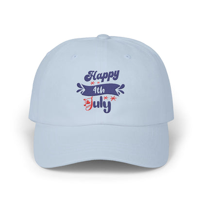4th of July Dad Cap — "Happy 4th July" Embroidered Patriotic Baseball Hat