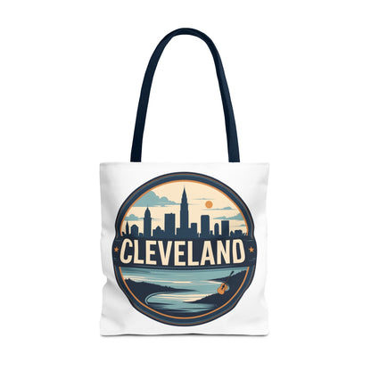 Cleveland Skyline Tote Bag — Vintage Cityscape Beach Design