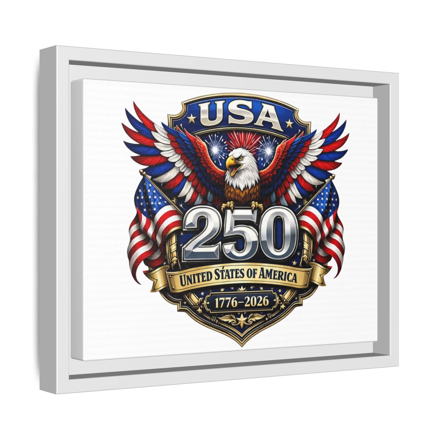 USA 250 Anniversary Framed Canvas — Patriotic Eagle 1776–2026 Wall Art