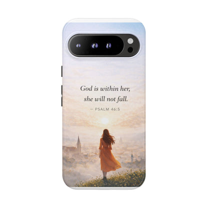 Inspirational Psalm 46:5 Phone Case — 'God is within her, she will not fall' Christian Phone Cover