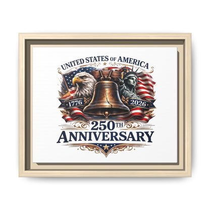 250th Anniversary Framed Canvas - United States of America Patriotic Liberty Bell Print