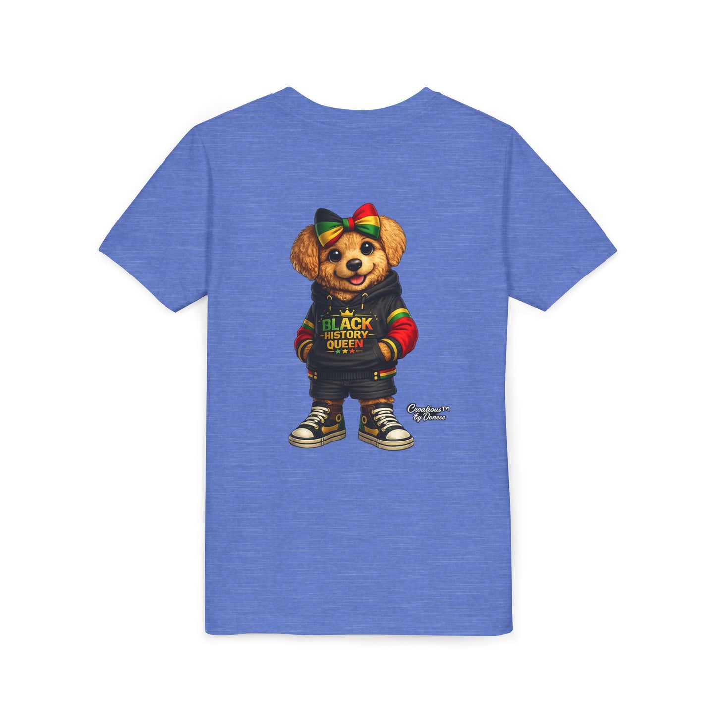 Youth Tee — Black History Queen Bear Graphic T-Shirt