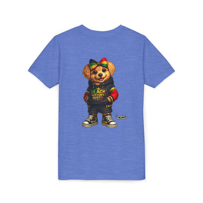 Youth Tee — Black History Queen Bear Graphic T-Shirt
