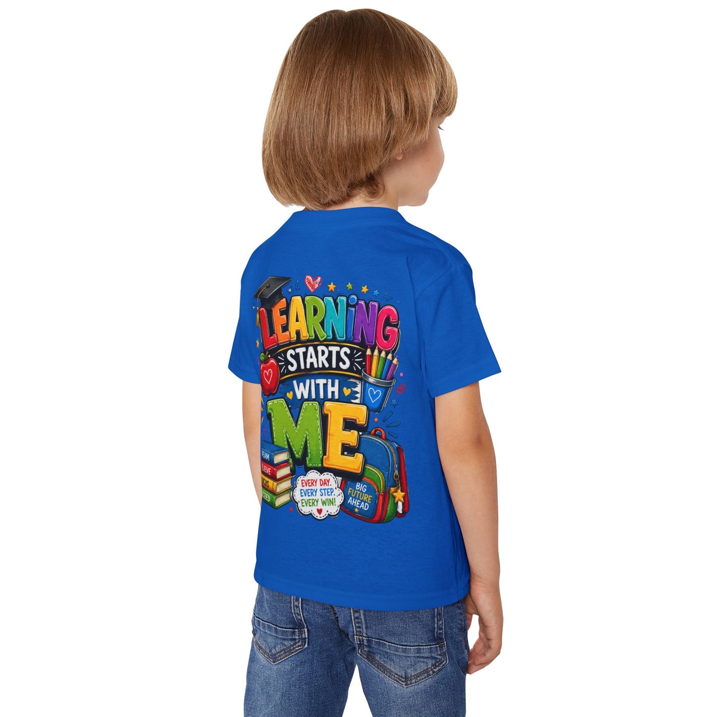 Toddler T-Shirt — "Learning Starts With Me" Colorful Back-to-School Tee
