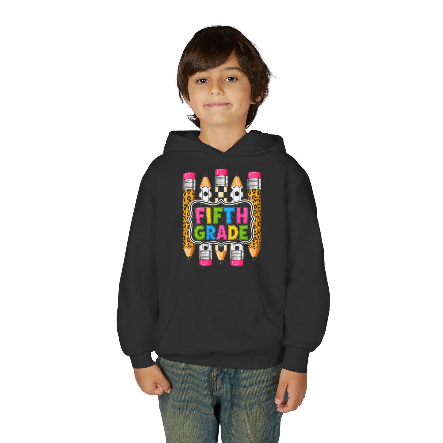 Fifth Grade Kids Hoodie — Colorful Pencil Back‑to‑School Sweatshirt for Students