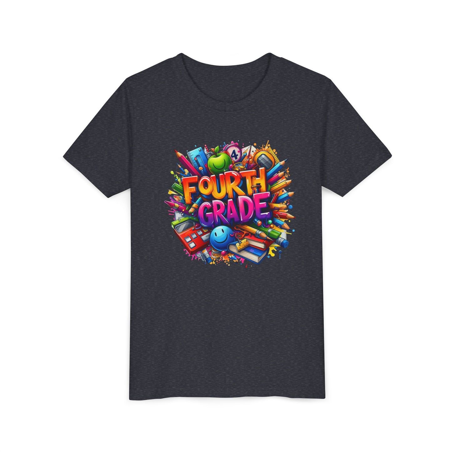 Fourth Grade Youth T‑Shirt – Colorful School Supplies Back to School Tee