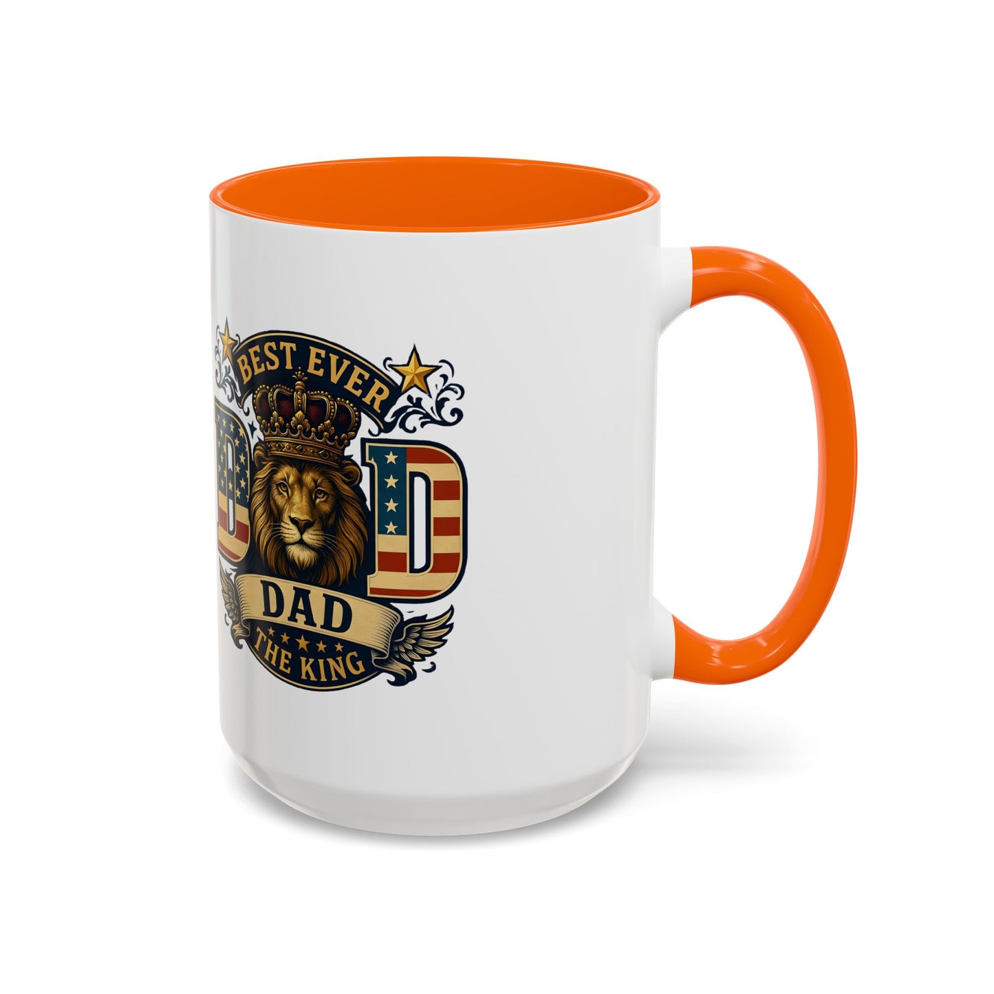 Best Ever Dad Coffee Mug — 'Dad the King' Lion Accent Mug (11/15oz)