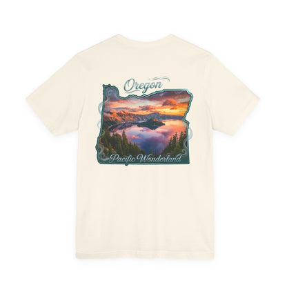 Oregon Pacific Wonderland T‑Shirt — Scenic Sunset State Map Tee