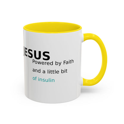 Christian Diabetes Coffee Mug – "Powered by Faith and a Little Bit of Insulin" Accent Mug (11/15oz)
