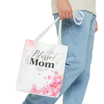 Blessed Mom Floral Tote Bag