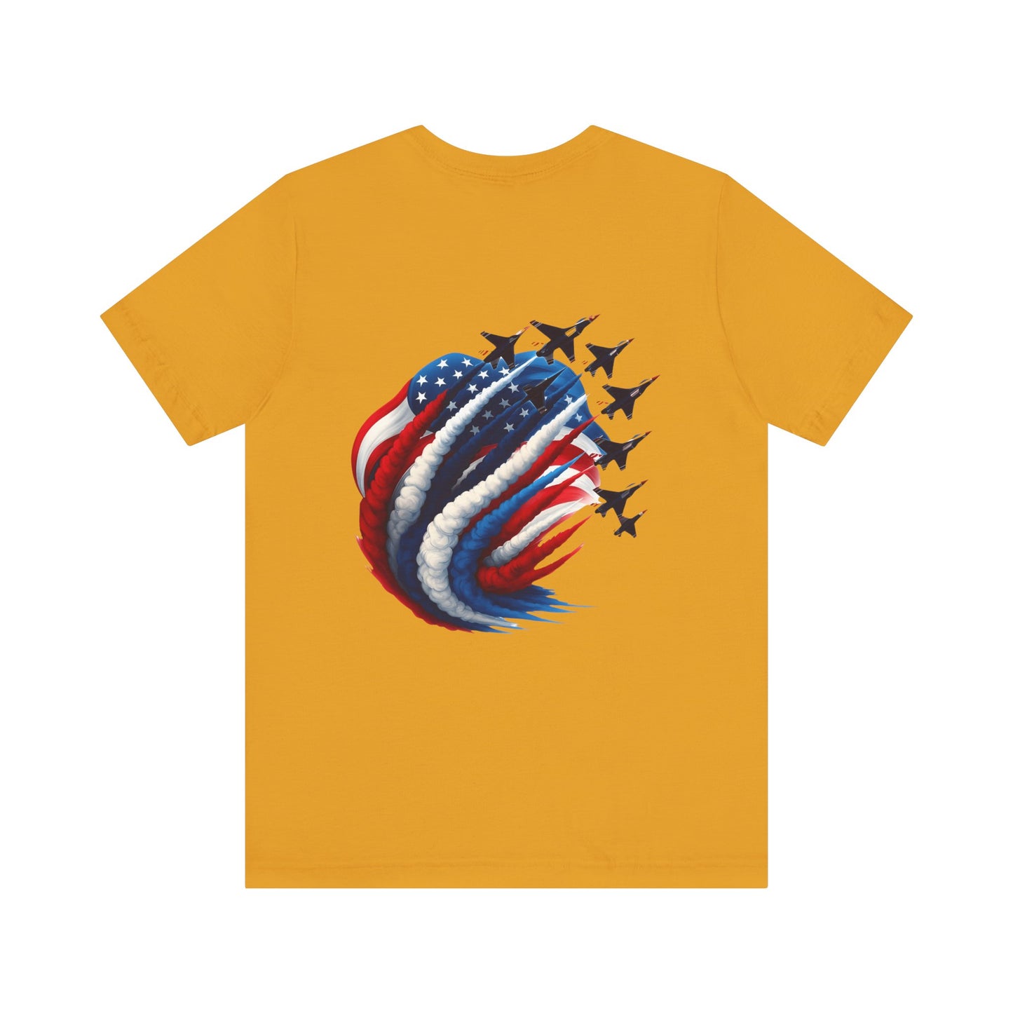 Patriotic Jet Flyover T-Shirt — American Flag Smoke Trail Tee