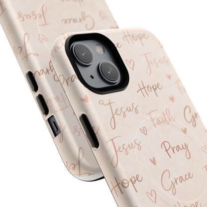 Christian Words Tough Magnetic Phone Case — Hope Pray Grace Jesus Faith