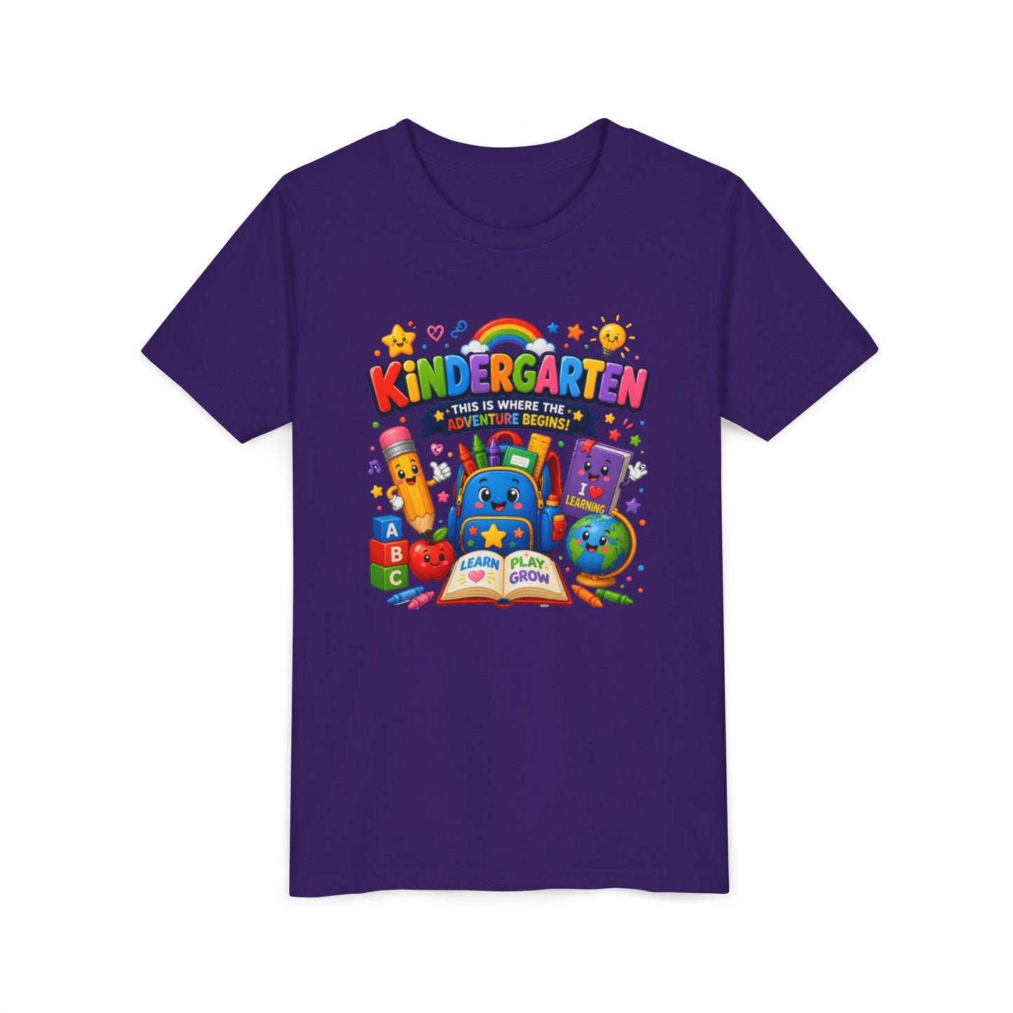 Kindergarten Kids T‑Shirt — 'Kindergarten: This Is Where the Fun Begins' Colorful Back-to-School Tee