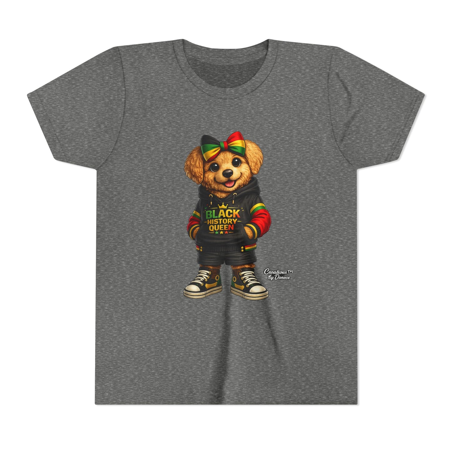 Youth Tee — Black History Queen Bear Graphic T-Shirt