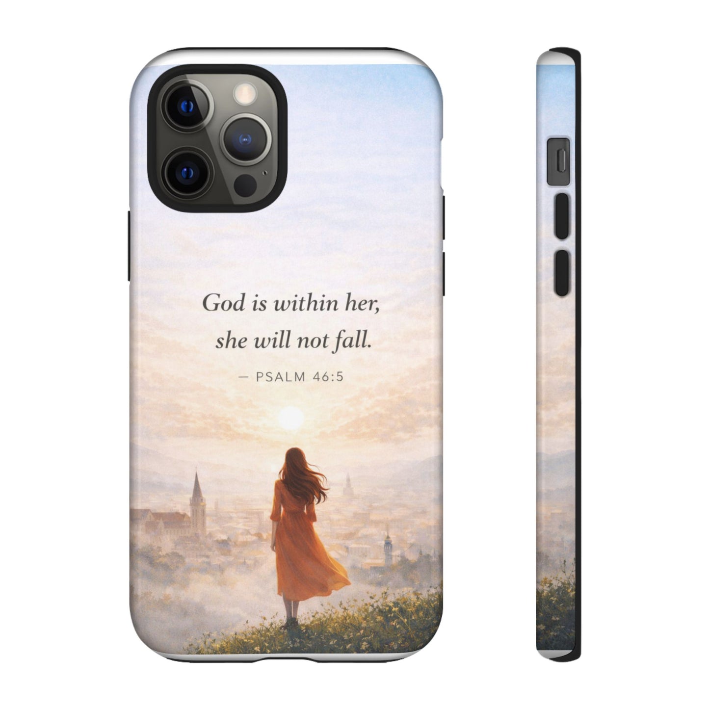 Inspirational Psalm 46:5 Phone Case — 'God is within her, she will not fall' Christian Phone Cover