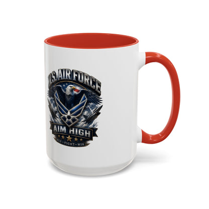 U.S. Air Force Accent Coffee Mug — Aim High Eagle Design (11/15 oz)