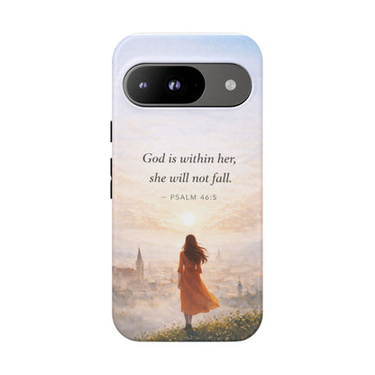Inspirational Psalm 46:5 Phone Case — 'God is within her, she will not fall' Christian Phone Cover