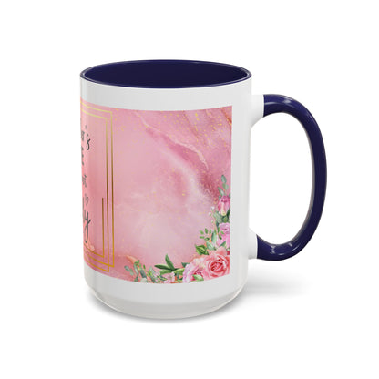 Mother’s Love Accent Coffee Mug — “A Mother's Love is the Heart of the Family” (Pink Floral, 11/15oz)