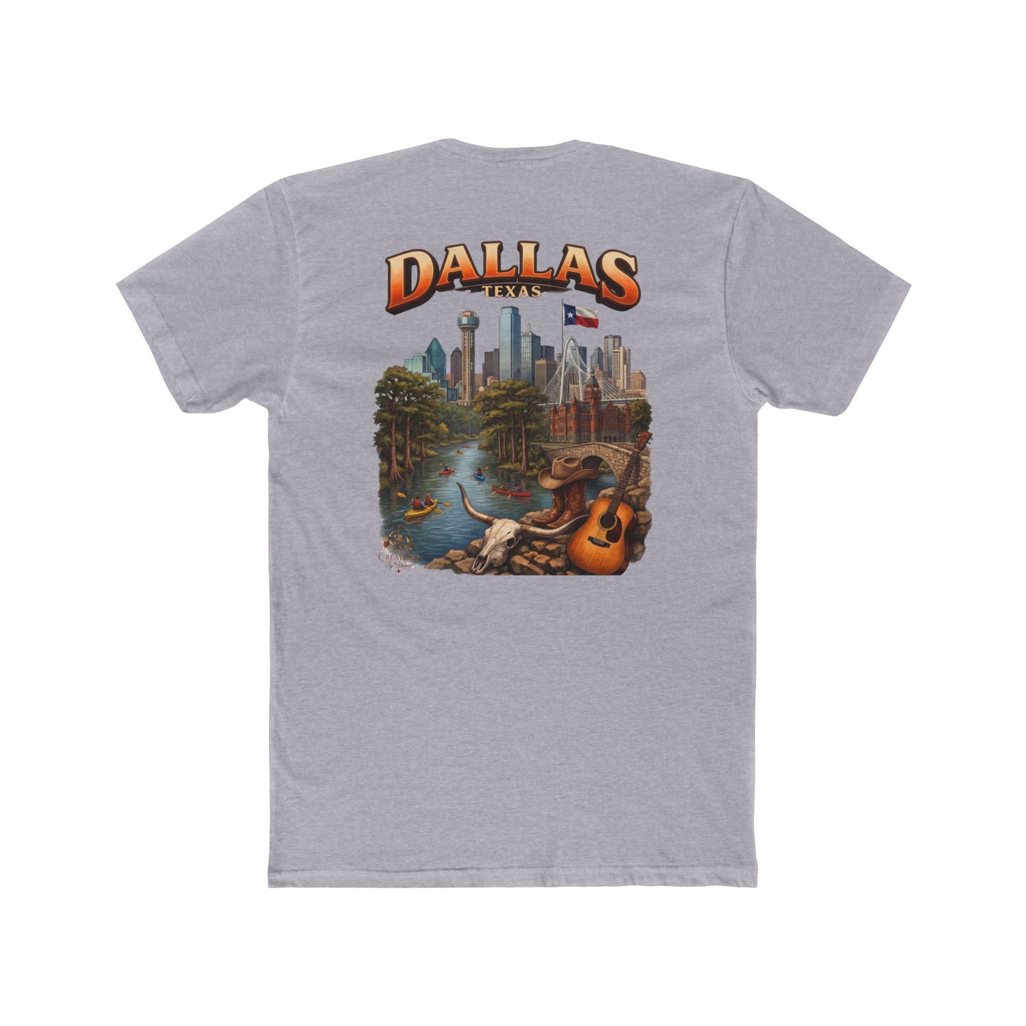Dallas Skyline Graphic Tee — Retro Cityscape with Guitar