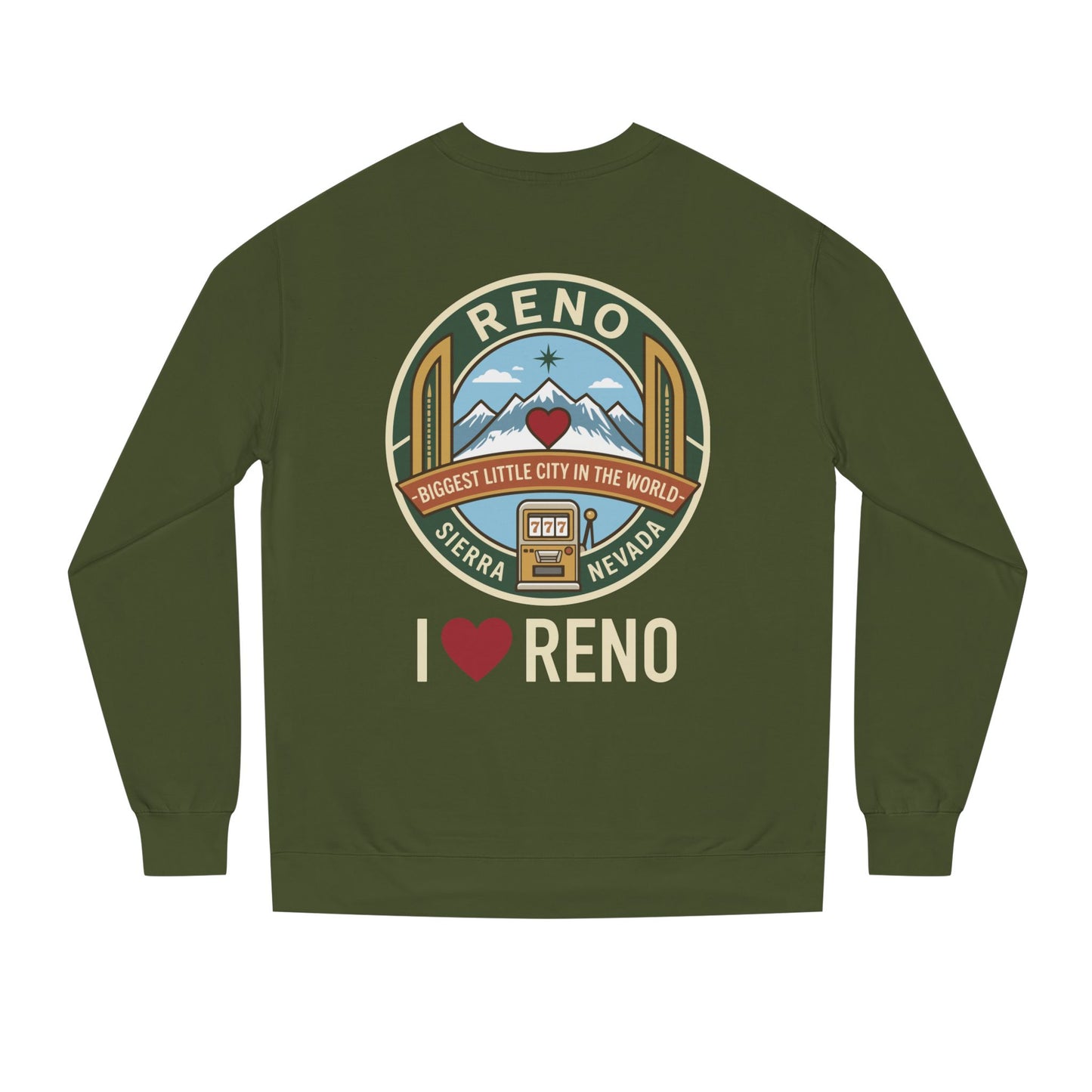 I  Reno Sweatshirt — Vintage Reno Nevada Mountain Badge Crewneck