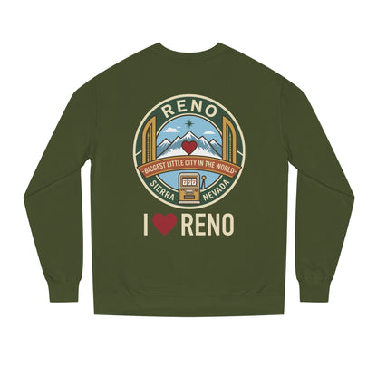 I  Reno Sweatshirt — Vintage Reno Nevada Mountain Badge Crewneck
