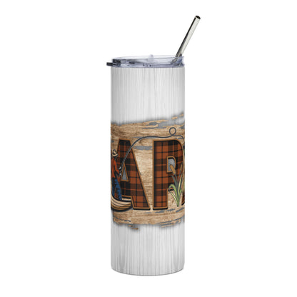 Fishing Dad 20oz Stainless Steel Tumbler – Plaid ‘Dad’ Outdoor Camper Design