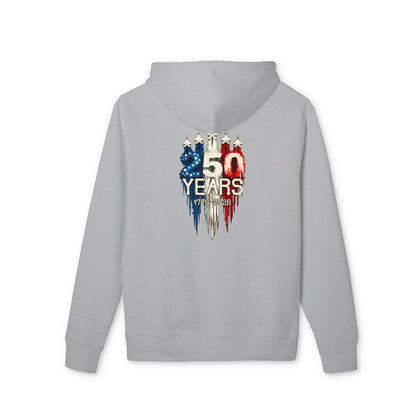 50 Years American Flag Anniversary Hoodie — Patriotic 4th of July Celebration Sweatshirt