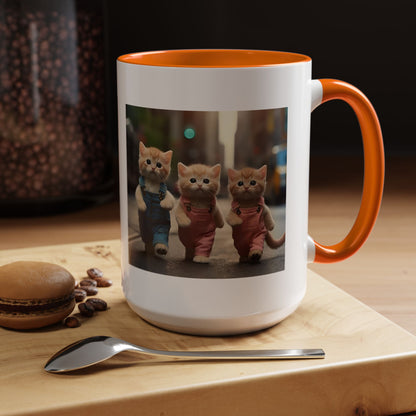 Cute Kittens Walking Coffee Mug — Adorable Cat Friends Accent Mug (11/15 oz)