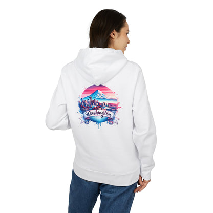 Washington State Skyline Hoodie — Retro Mt. Rainier Travel Pullover