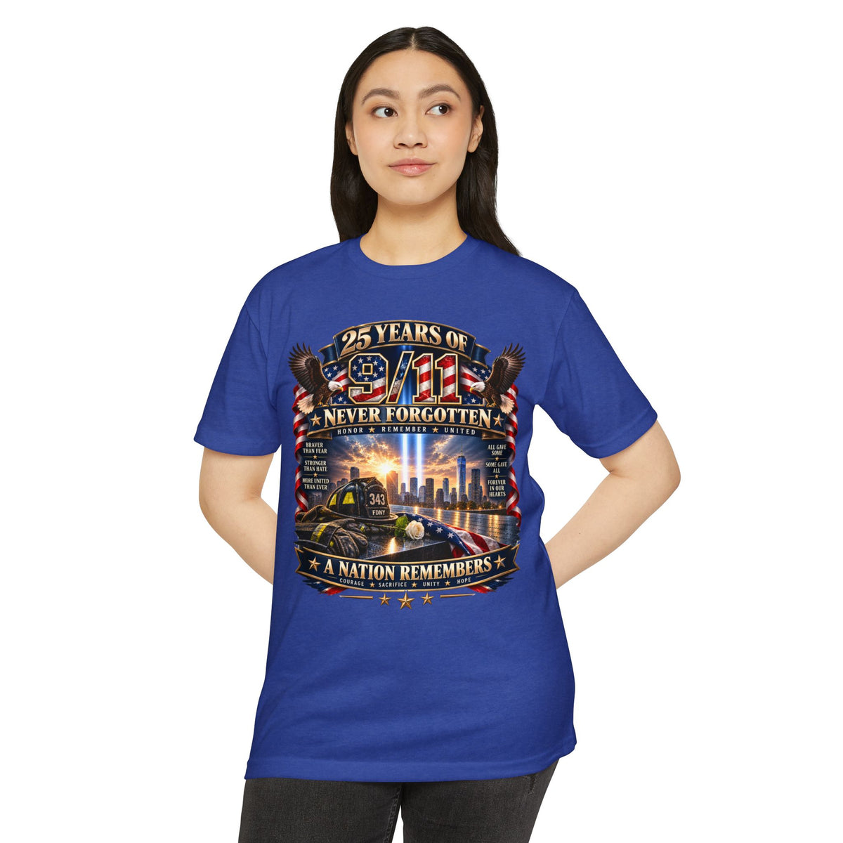 9/11 Memorial T-Shirt – "25 Years of 9/11 Never Forgotten" Tribute Tee