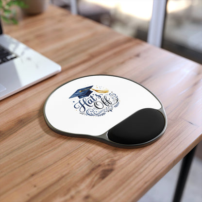 Graduation 'Hats Off' Mouse Pad with Wrist Rest — Comfortable Desk Gift for Grads
