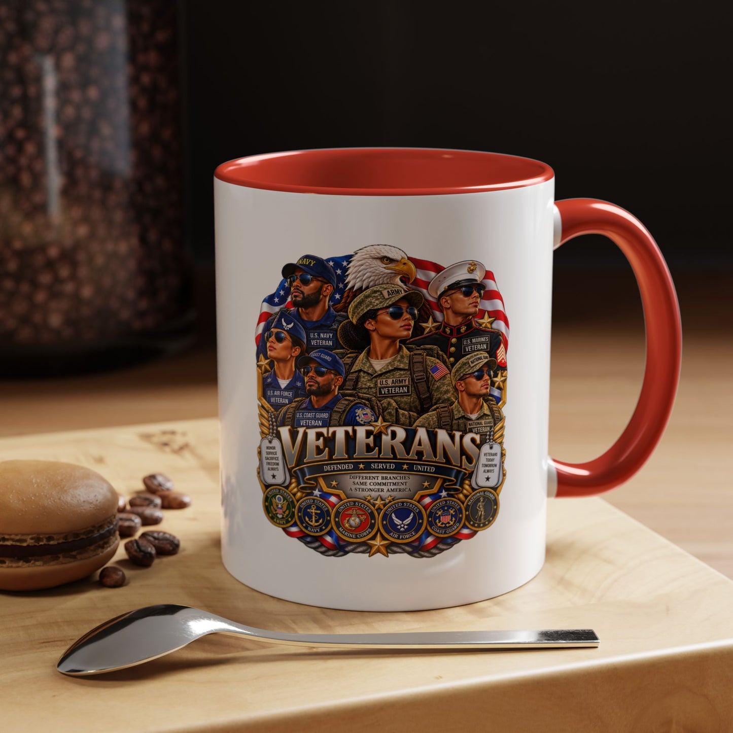 Veterans Tribute Accent Coffee Mug — Patriotic Military Veteran Gift (11/15oz)