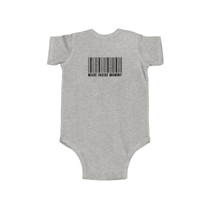 Made Inside Mommy Baby Bodysuit — Funny Barcode Infant Onesie